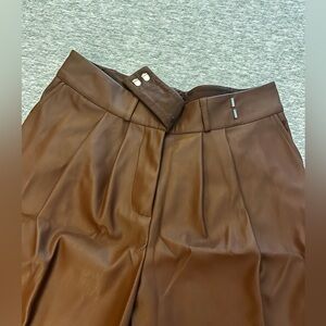 Faux leather brown pants, size 4